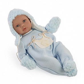 Кукла реборн Лео в голубом комбинезоне, 46 см. (Asi, 184521)      